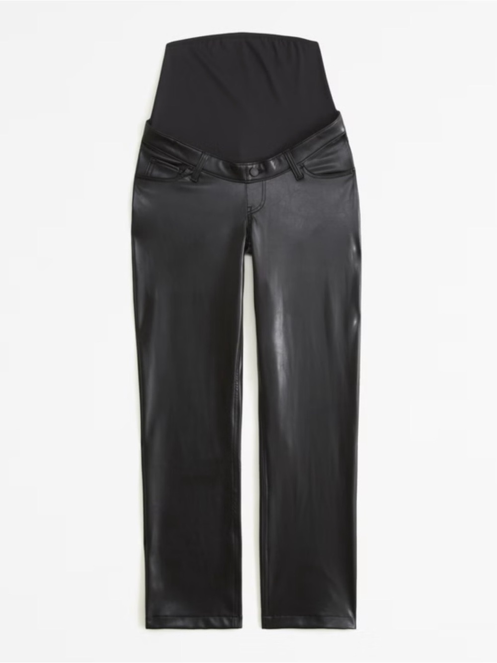 Abercrombie & Fitch Black Faux Leather Straight-Leg Maternity Jeans